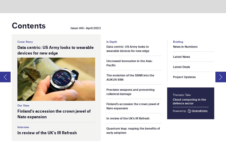 Contents - Global Defence Technology | Issue 140 | April 2023