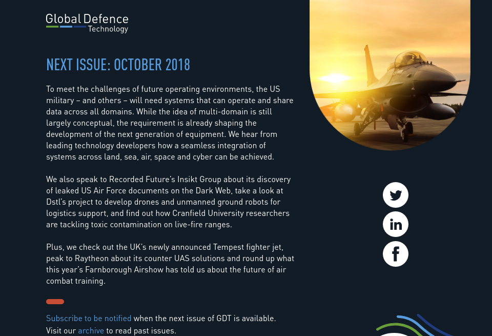 Next issue preview - Global Defence Technology | Issue 90 | August 2018