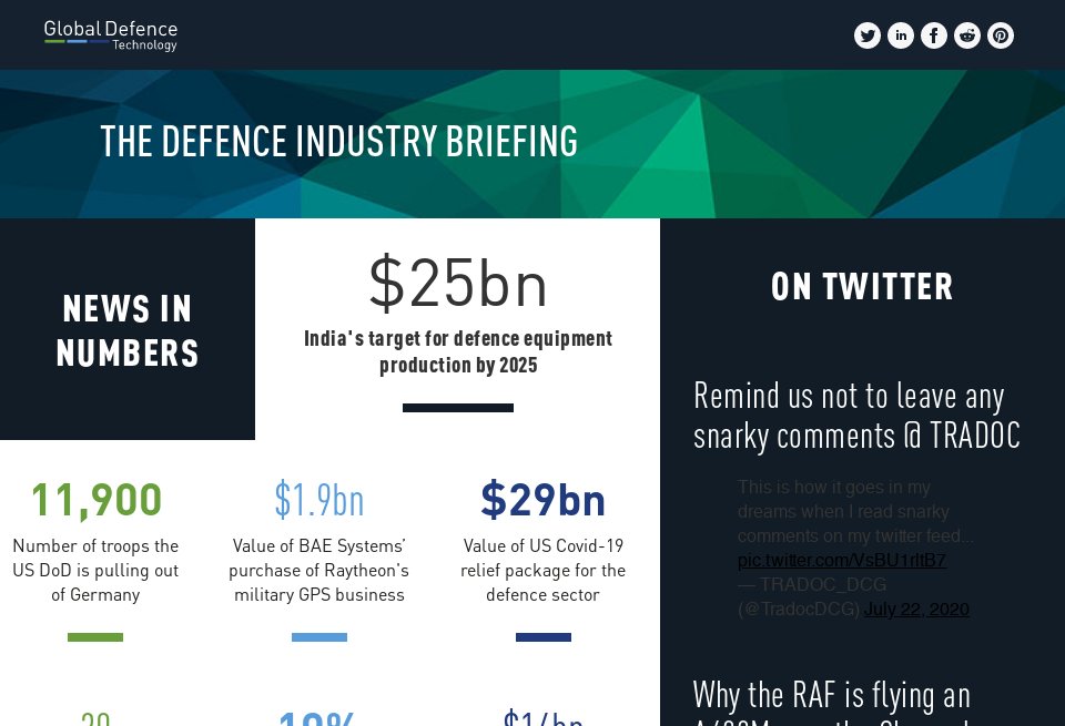 Contracts & tenders - Global Defence Technology | Issue 114 | August 2020