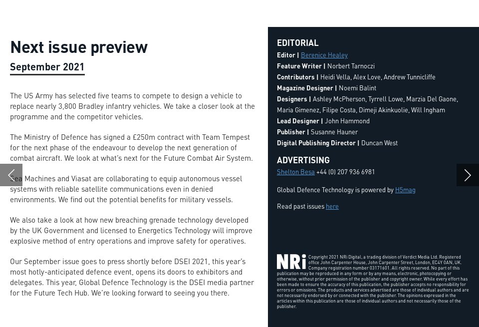 Next issue - Global Defence Technology | Issue 126 | August 2021