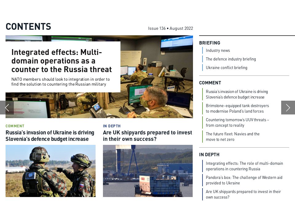 Contents - Global Defence Technology | Issue 136 | August 2022