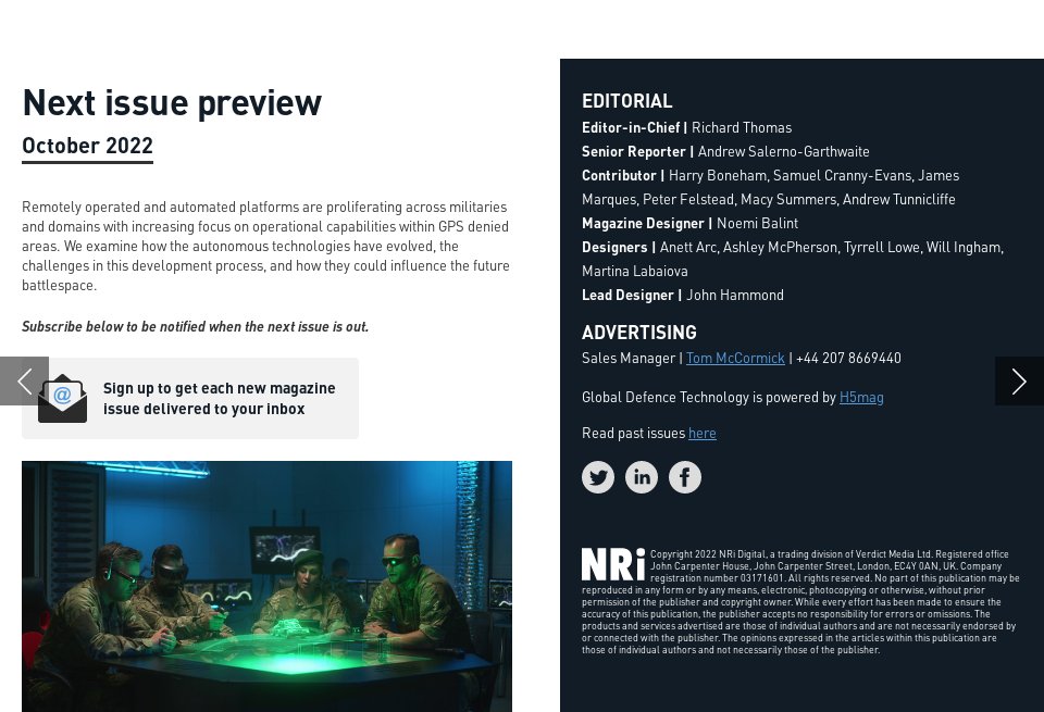 Next issue - Global Defence Technology | Issue 136 | August 2022