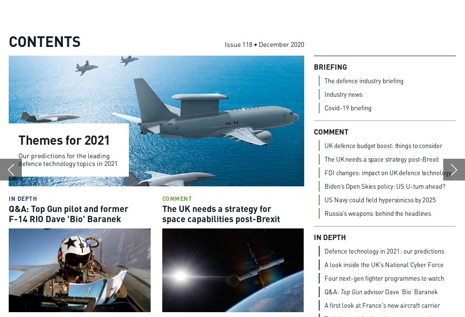 Contents - Global Defence Technology | Issue 118 | December 2020