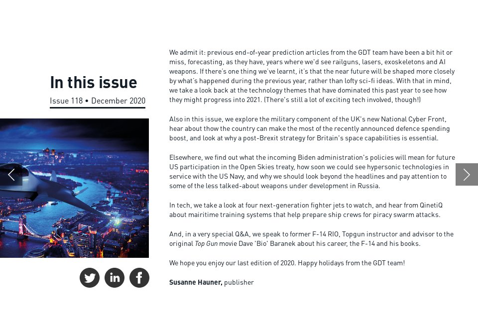 In this issue - Global Defence Technology | Issue 118 | December 2020