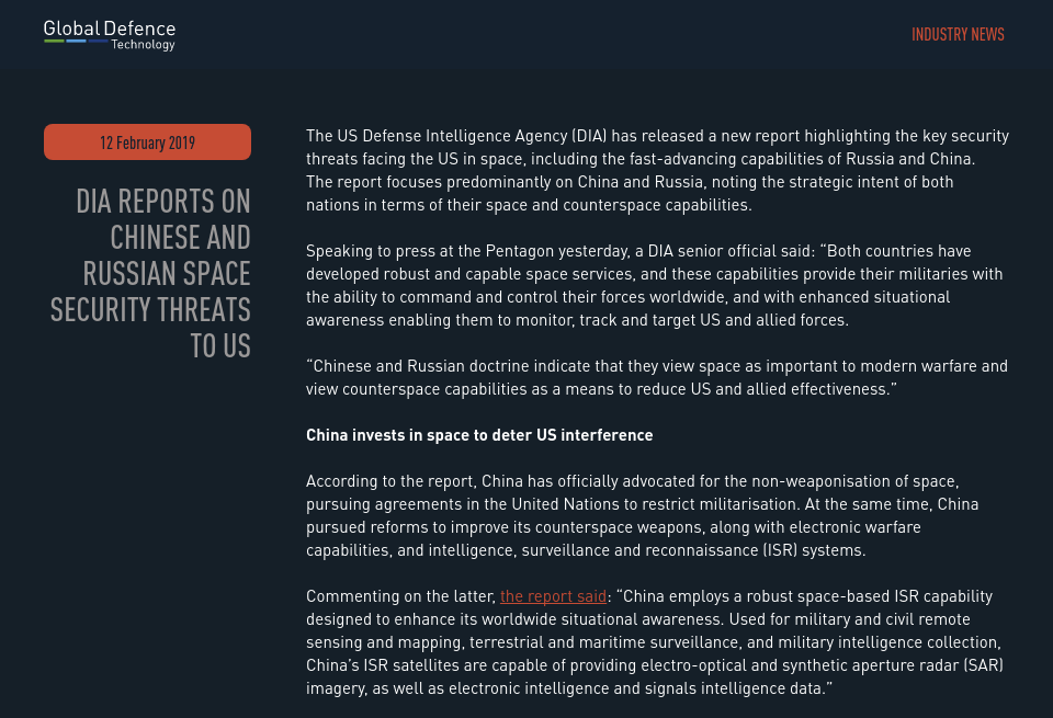 Industry news - Global Defence Technology | Issue 96 | February 2019