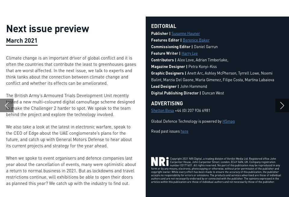 Next issue - Global Defence Technology | Issue 120 | February 2021