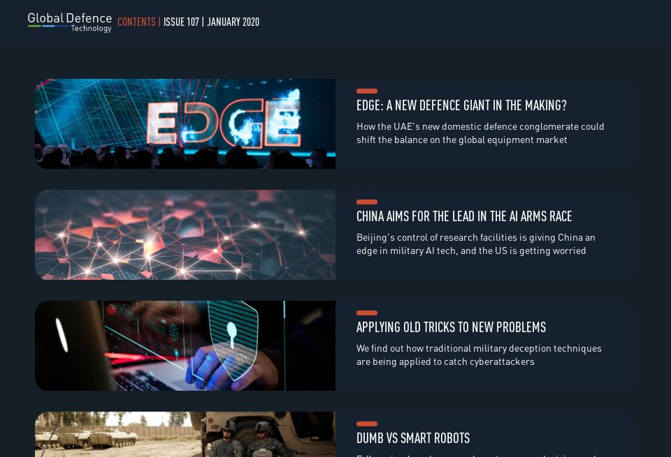 Next issue preview - Global Defence Technology | Issue 107 | January 2020