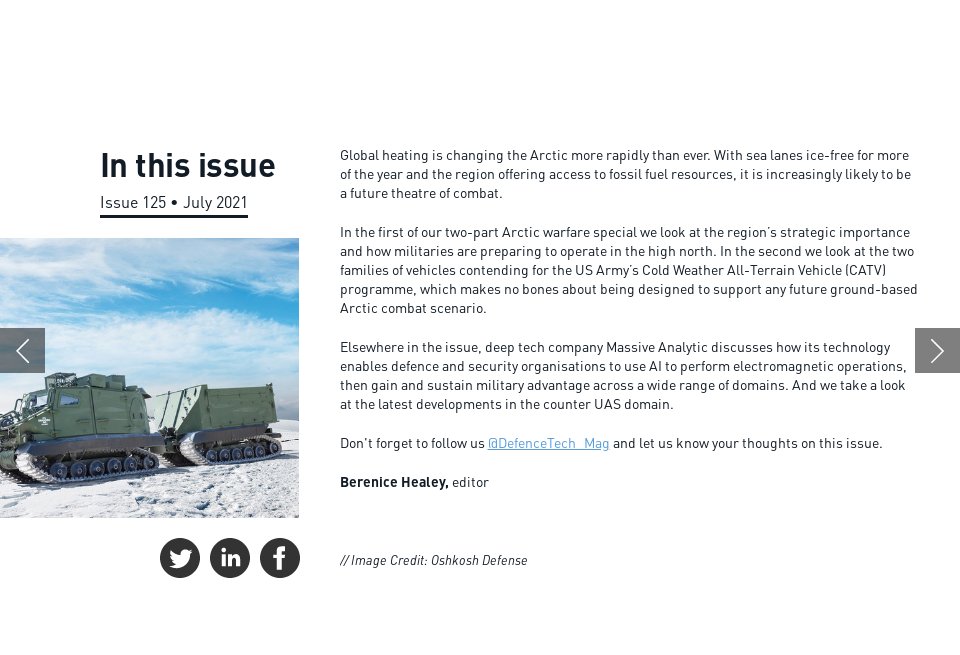 In this issue - Global Defence Technology | Issue 125 | July 2021