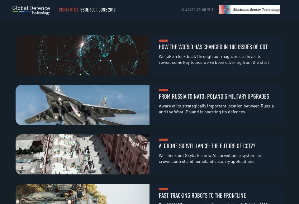 Contents - Global Defence Technology | Issue 100 | June 2019