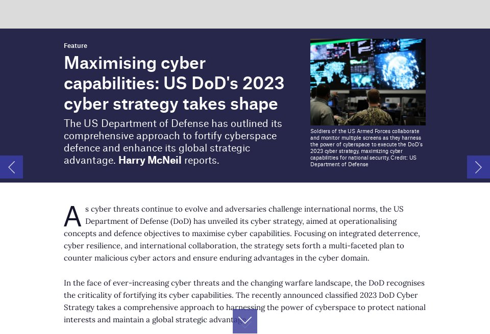 Maximising cyber capabilities US DoD's 2023 cyber strategy takes shape