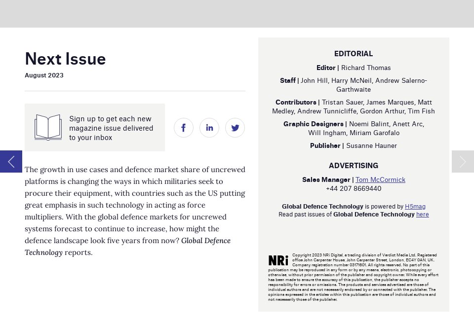 Next issue - Global Defence Technology | Issue 141 | June 2023