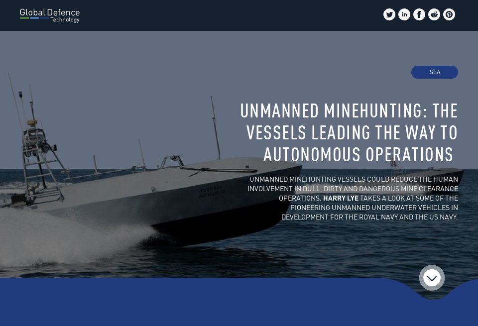 Unmanned minehunting: the vessels leading the way to autonomous ...