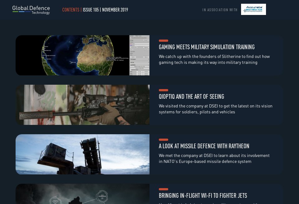Contents - Global Defence Technology | Issue 105 | November 2019