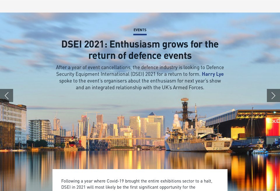 DSEI 2021: the return of defence events - Global Defence ...