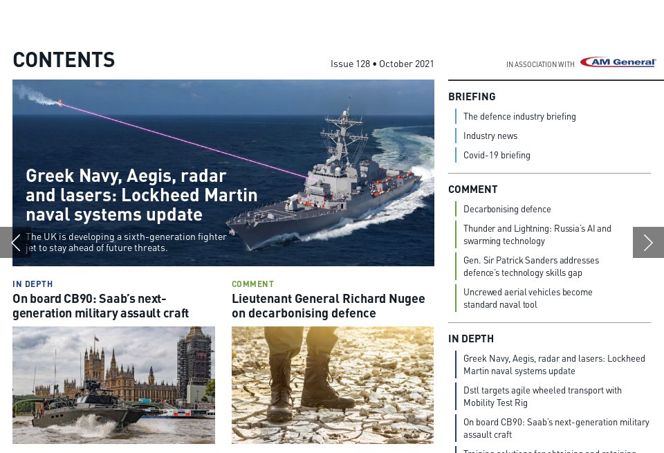 Contents - Global Defence Technology | Issue 128 | October 2021
