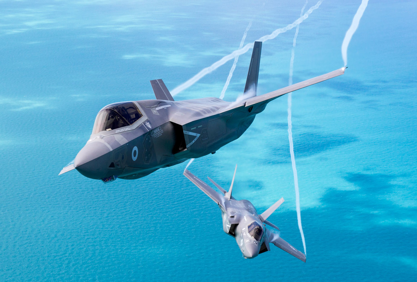 British and USMC F-35s during an exercise.