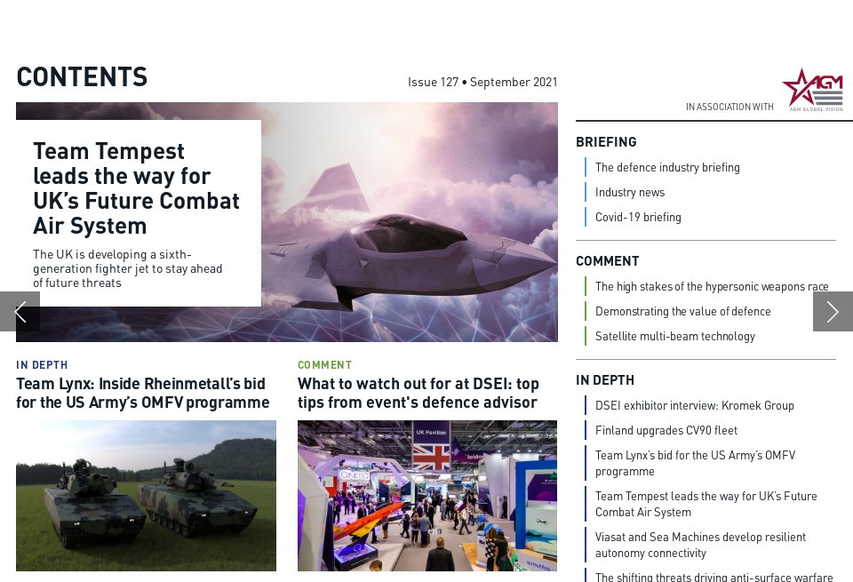 Contents - Global Defence Technology | Issue 127 | September 2021