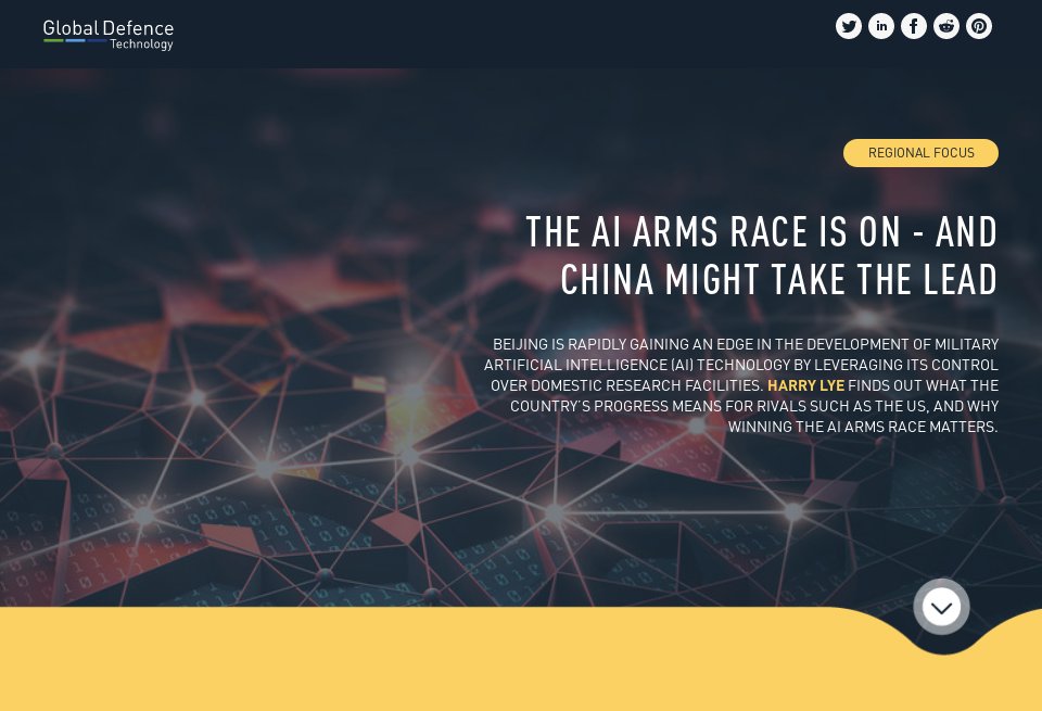 The AI arms race is on - and china might take the lead - Global Defence ...